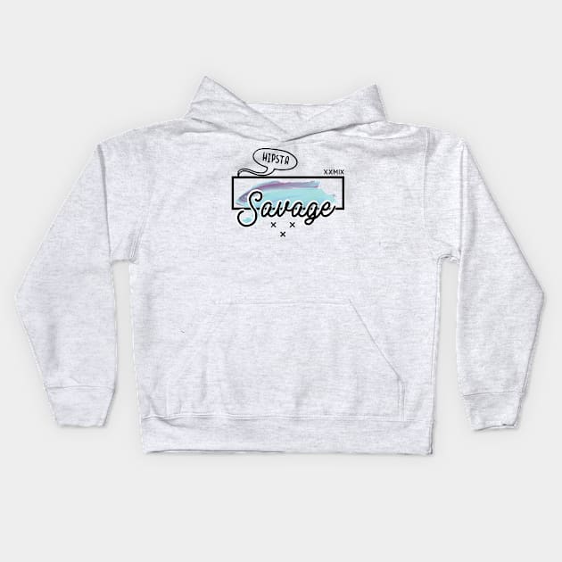 Savage - hipster Kids Hoodie by NJORDUR